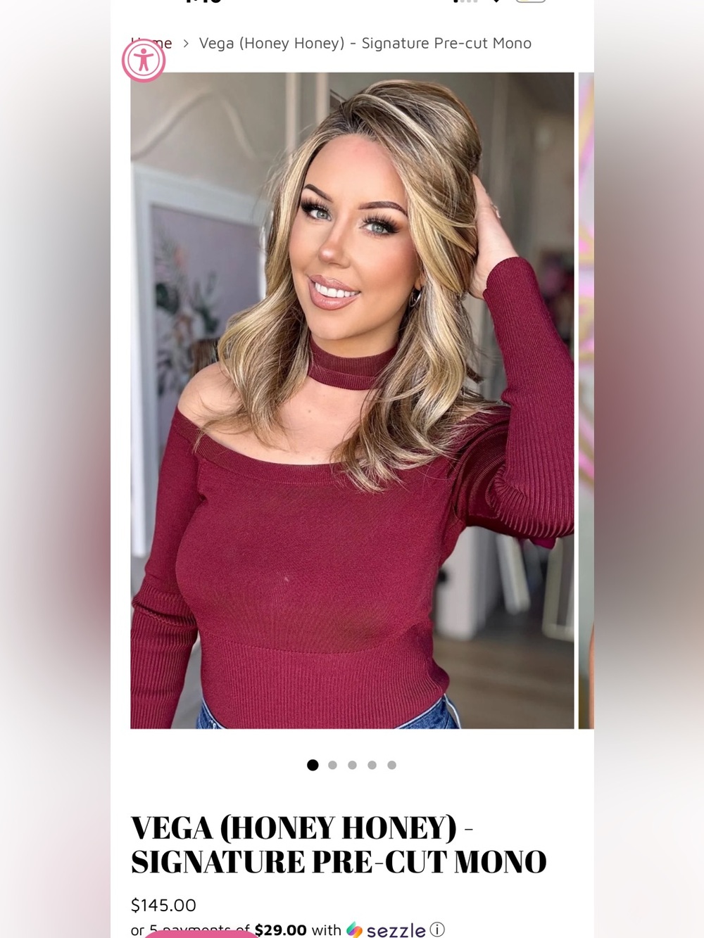 Vega Signature Pre-Cut Mono Wig - Blonde with Honey Highlights